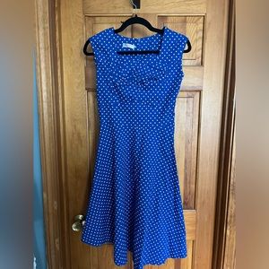 Polka dot blue and white 50s style dress